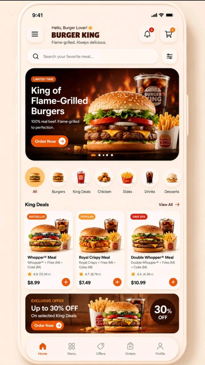 Burger King Food Ordering App